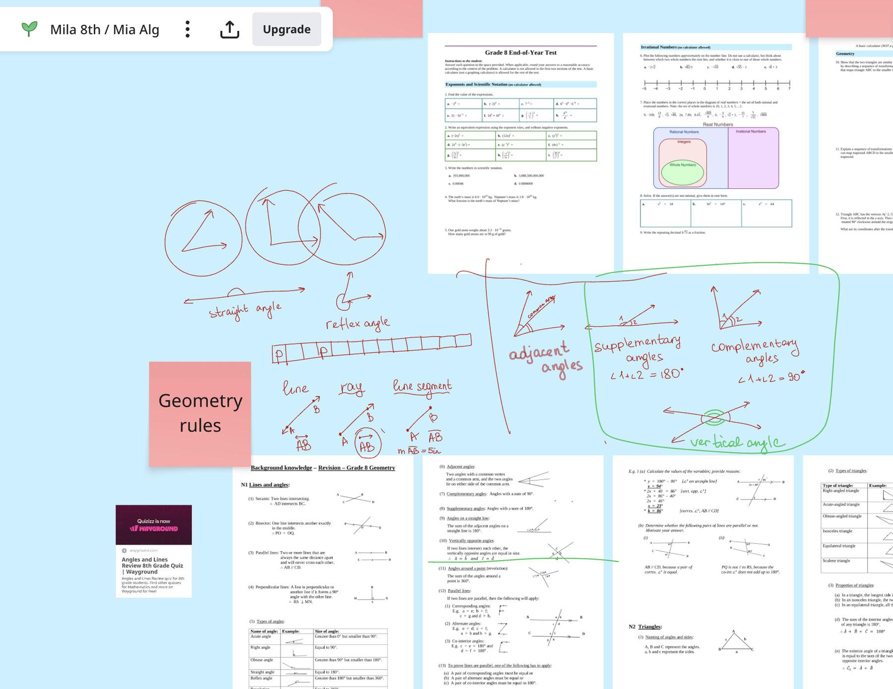 Worked problem from an online lesson on the shared Miro whiteboard