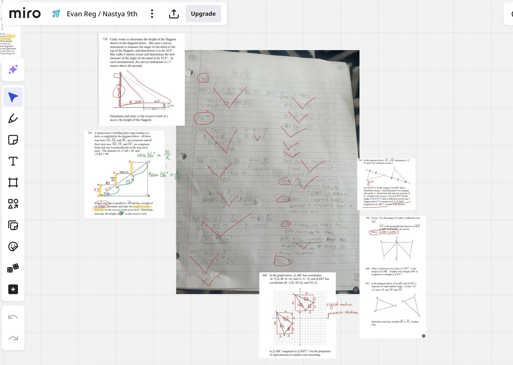 Worked problem from an online lesson on the shared Miro whiteboard