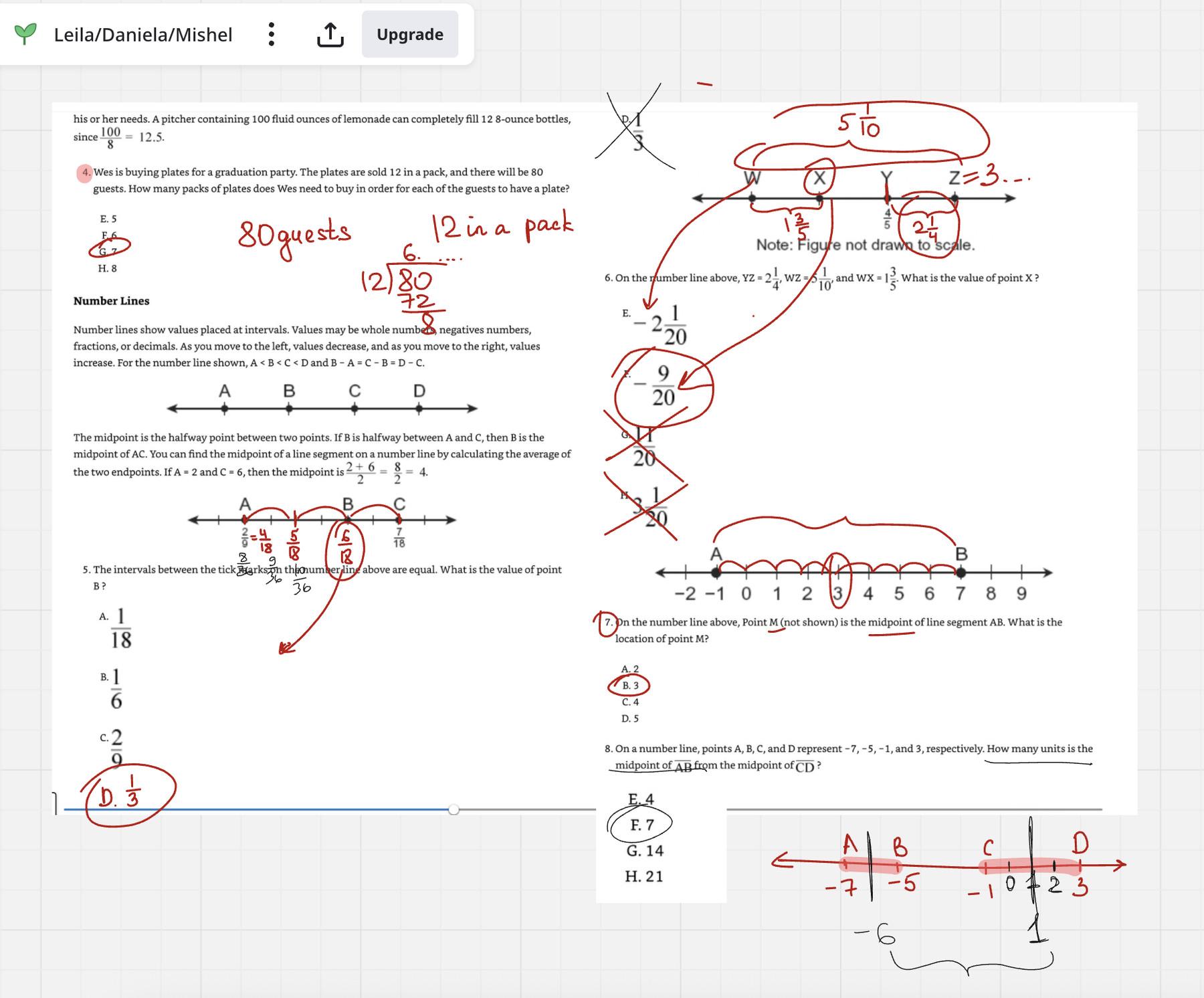 Worked problem from an online lesson on the shared Miro whiteboard