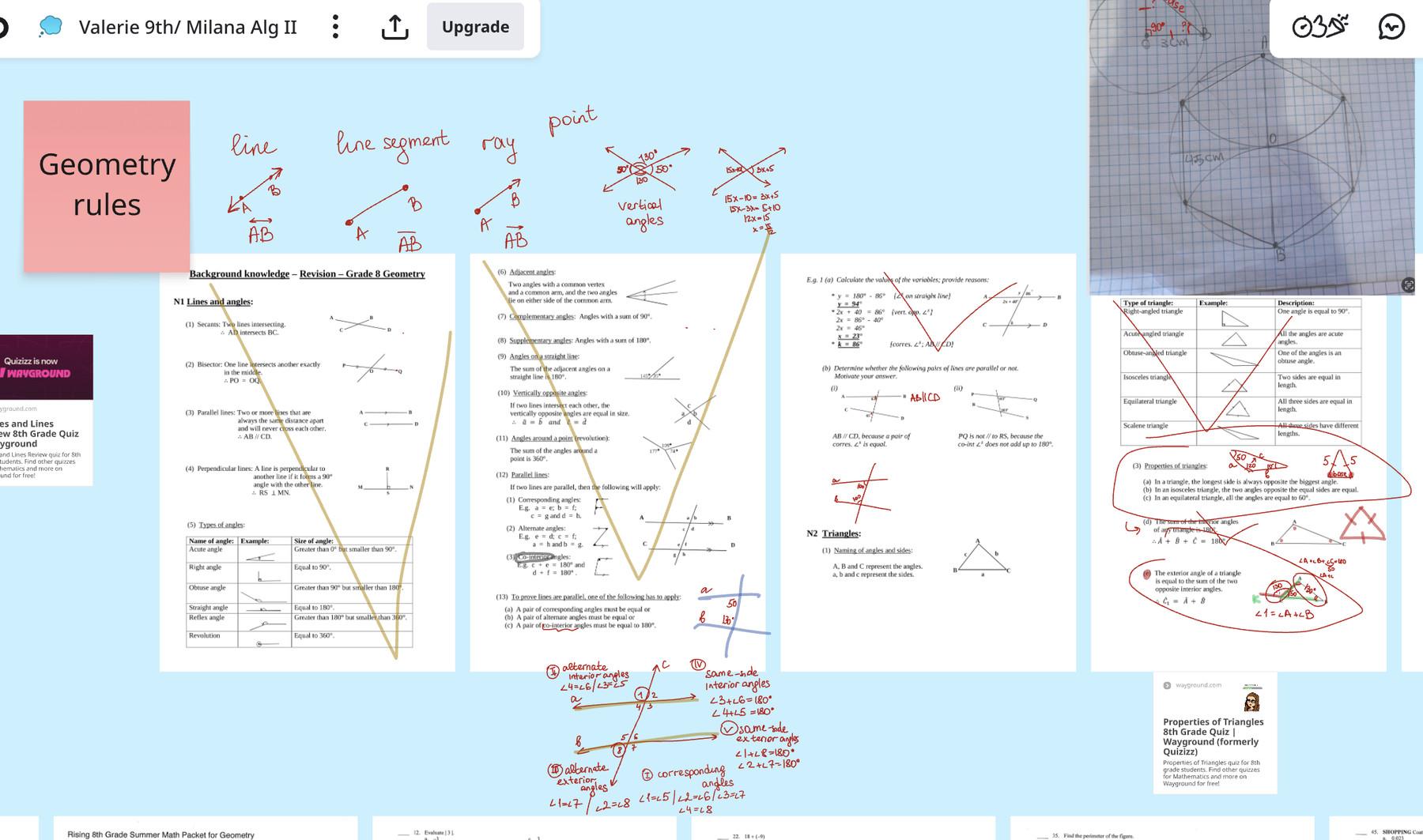 Worked problem from an online lesson on the shared Miro whiteboard