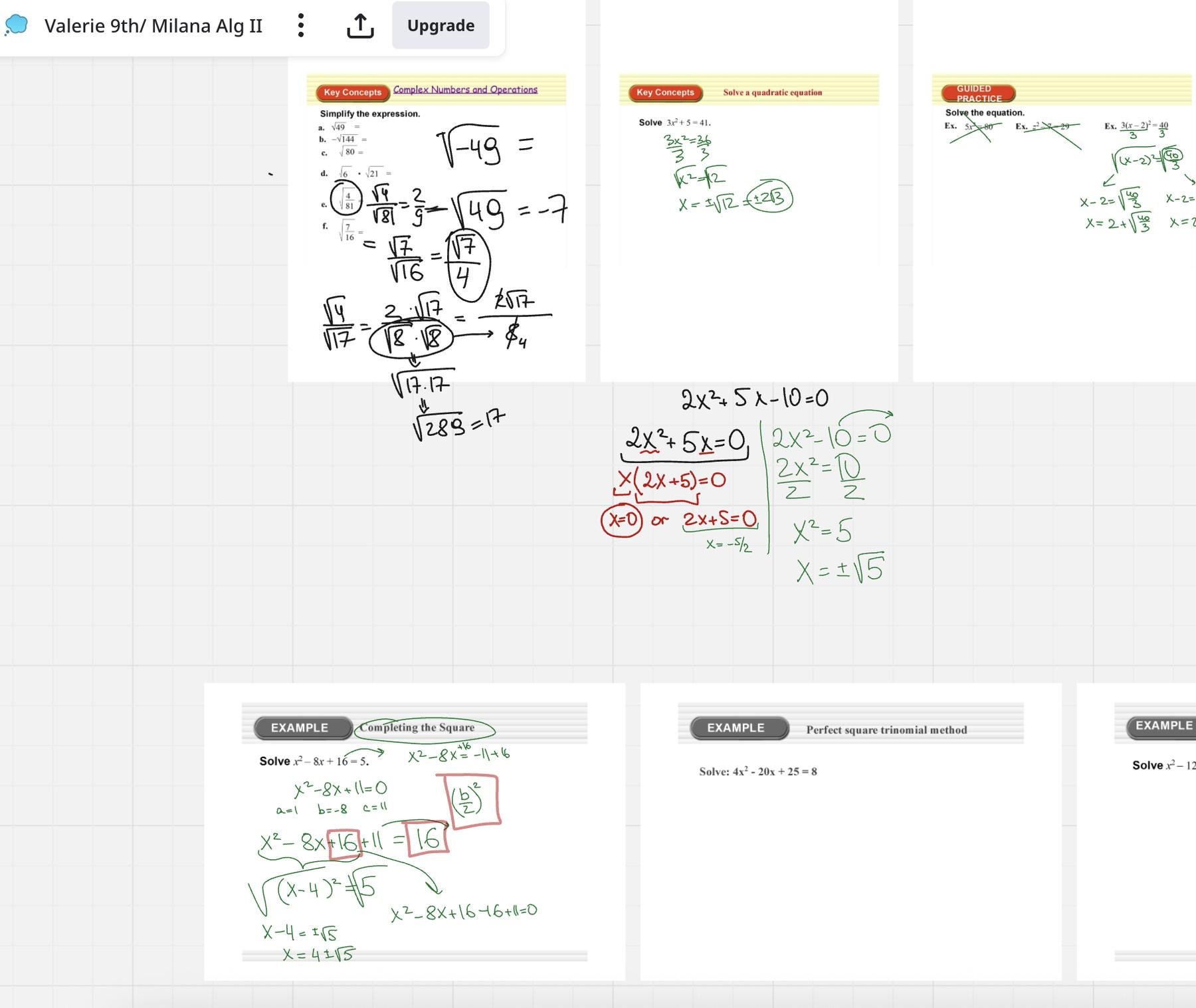 Worked problem from an online lesson on the shared Miro whiteboard