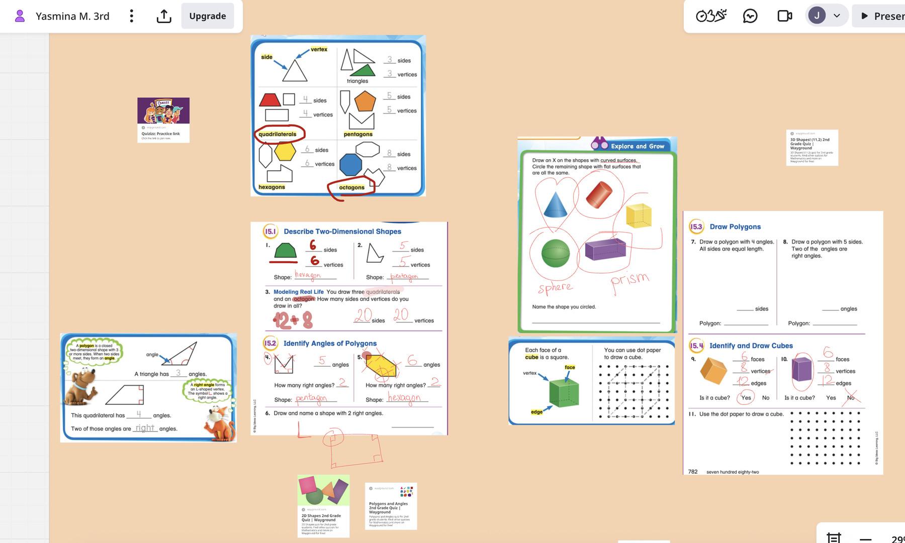 Worked problem from an online lesson on the shared Miro whiteboard
