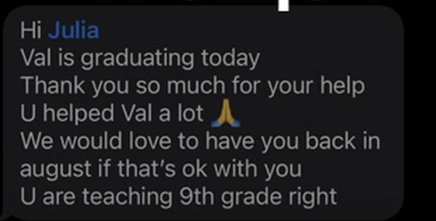 Message from a parent, in English